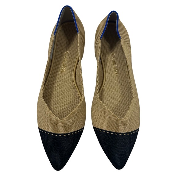 Rothy's Shoes - Rothy's Women's Flats Tan Black Colorblock Pointed Toe Comfort Ballet Size 8.5W